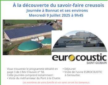 À la découverte du savoir-faire creusois mercredi 9 Juillet 2025 à 9h45 À la découverte du savoir-faire creusois Journée à Bonnat et ses environs Mercredi 9 Juillet 2025 à 9h45