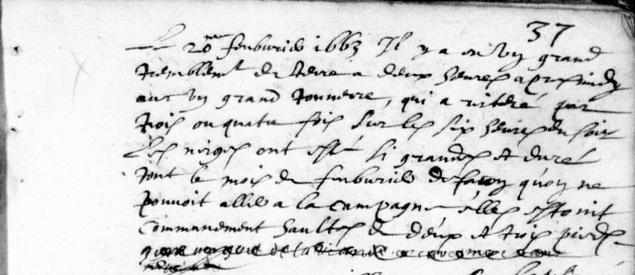 16630220 Tremblement de terre en 1663 Vareilles
