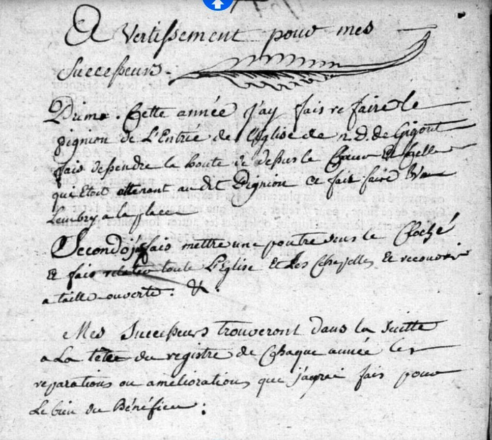 Travaux dans l'église  Année 1754 Lépaud, Creuse, France