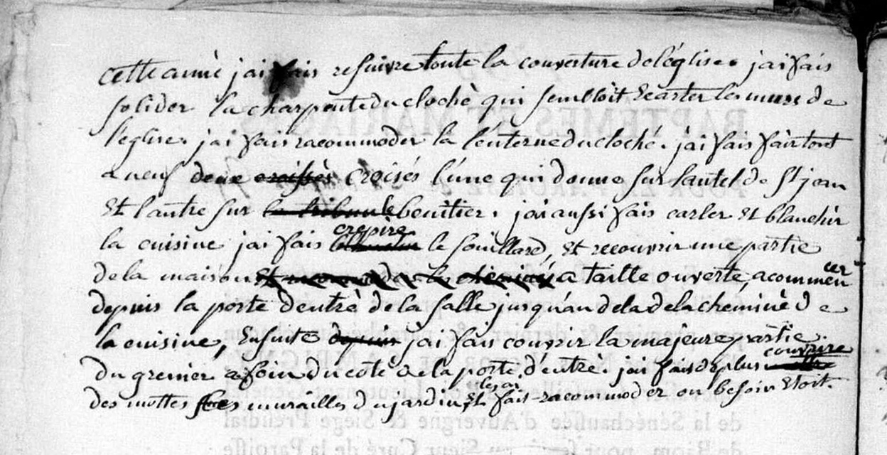 Travaux à l'église  Année 1783 Lépaud, Creuse, France