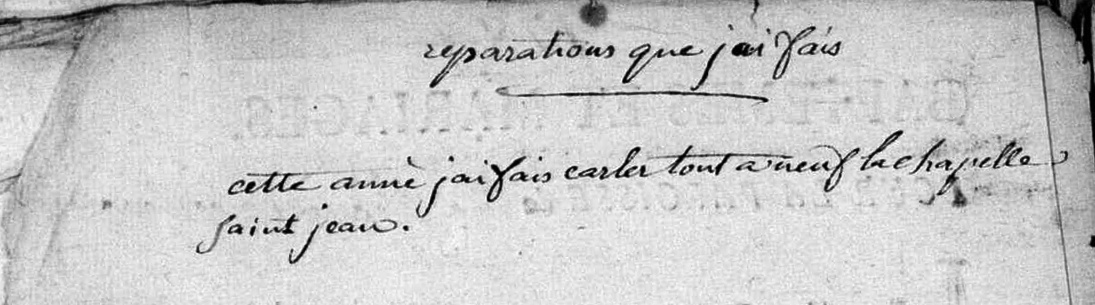 Travaux à l'église  Année 1784 Lépaud, Creuse, France